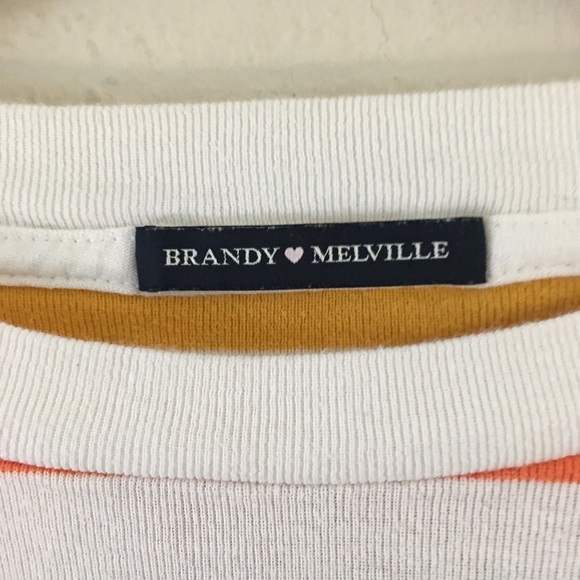 Brandy Melville Short Sleeve Striped T-Shirt 100% Cotton Casual Stretch Relaxed - Picture 2 of 6